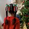 Christmas Hair Bow Clips 3 Inch Curly Ribbon Hair Clips Kids Girls Handmade Cheer Hair Accessories for Christmas Party Decor, Green & Red & White